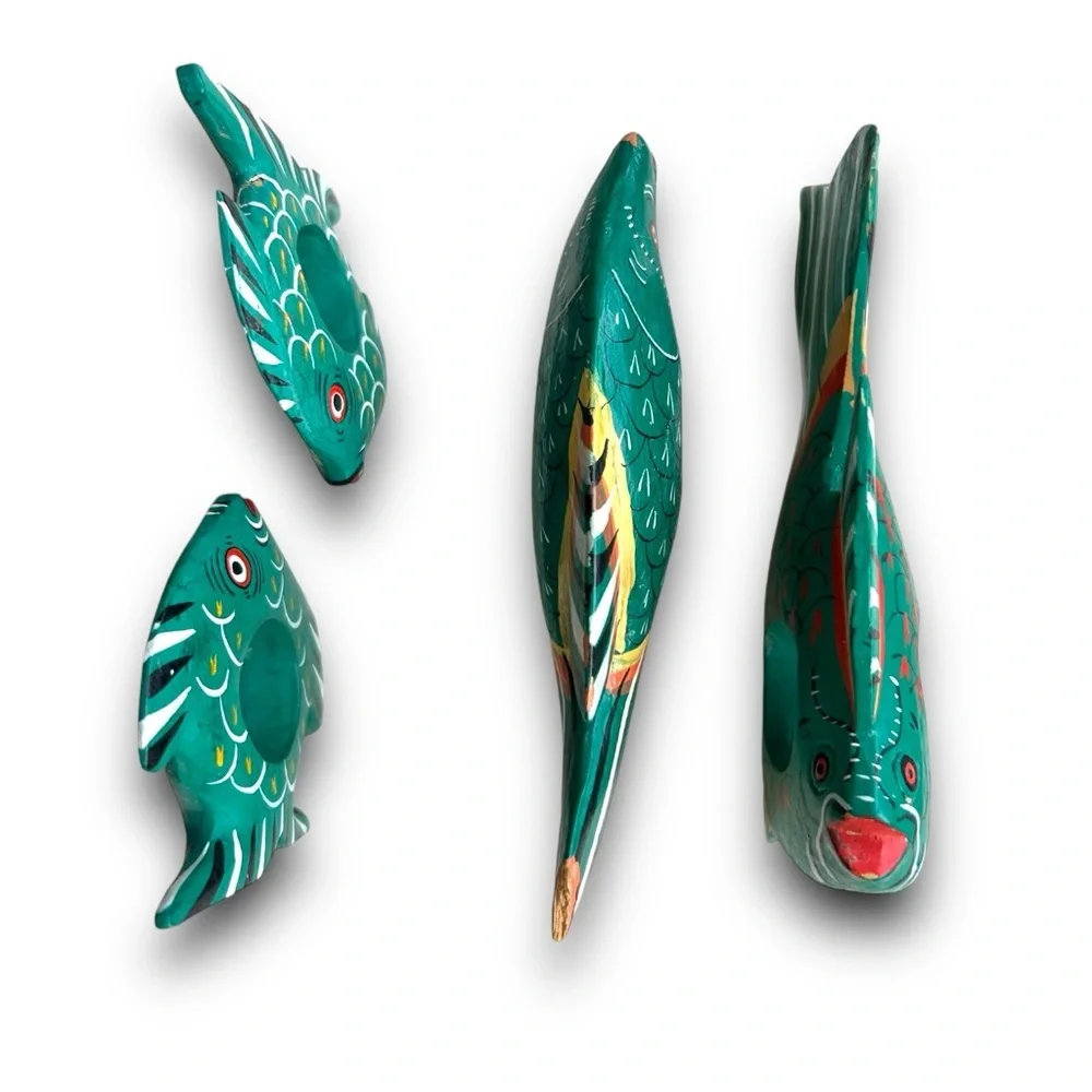 4/$20 Set of 4 Hand-Painted Wood Fish Napkin Holders